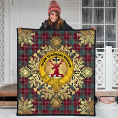 Crawford Modern Tartan Crest Premium Quilt - Gold Thistle Style
