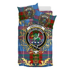 Crichton Tartan Crest Bedding Set - Golden Thistle Style