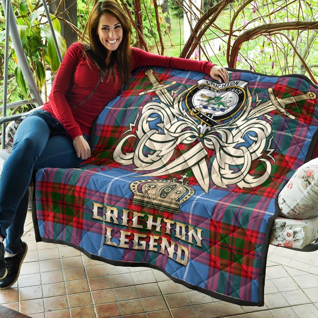 Crichton Tartan Crest Legend Gold Royal Premium Quilt