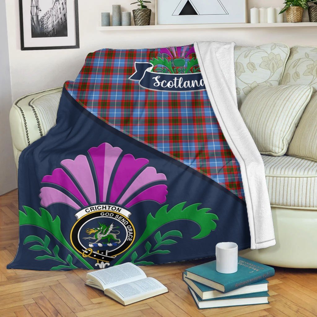 Crichton Tartan Crest Premium Blanket - Thistle Style