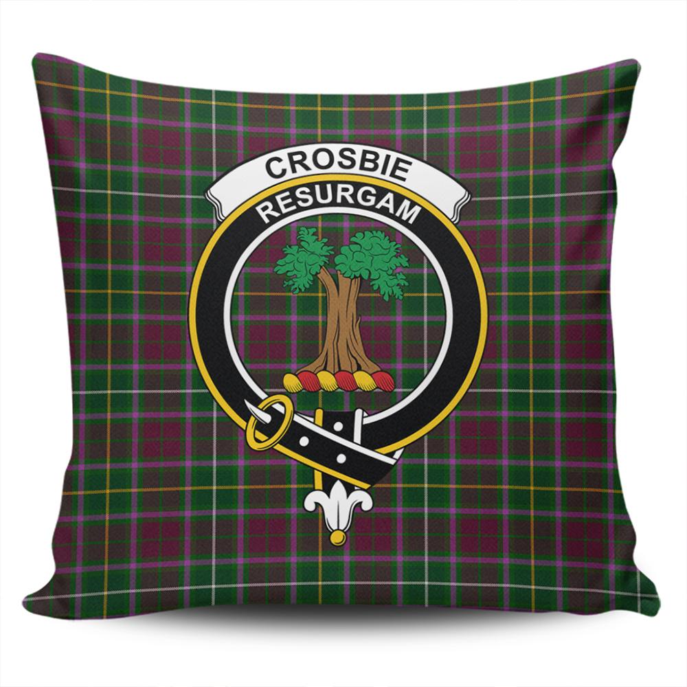 Scottish Crosbie Tartan Crest Pillow Cover - Tartan Cushion Cover