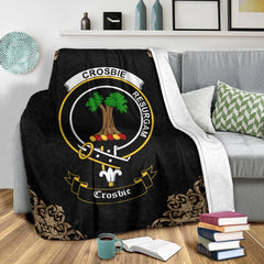 Crosbie (or Crosby) Crest Tartan Premium Blanket Black