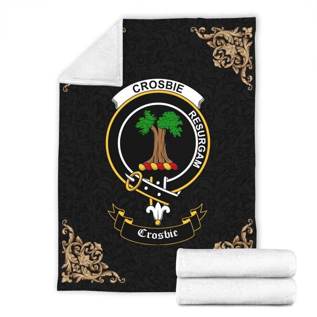 Crosbie (or Crosby) Crest Tartan Premium Blanket Black