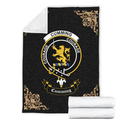 Cumming Crest Tartan Premium Blanket Black