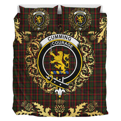 Cumming Comyn Buchan Tartan Crest Bedding Set - Golden Thistle Style