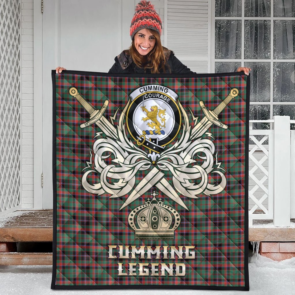 Cumming Hunting Ancient Tartan Crest Legend Gold Royal Premium Quilt