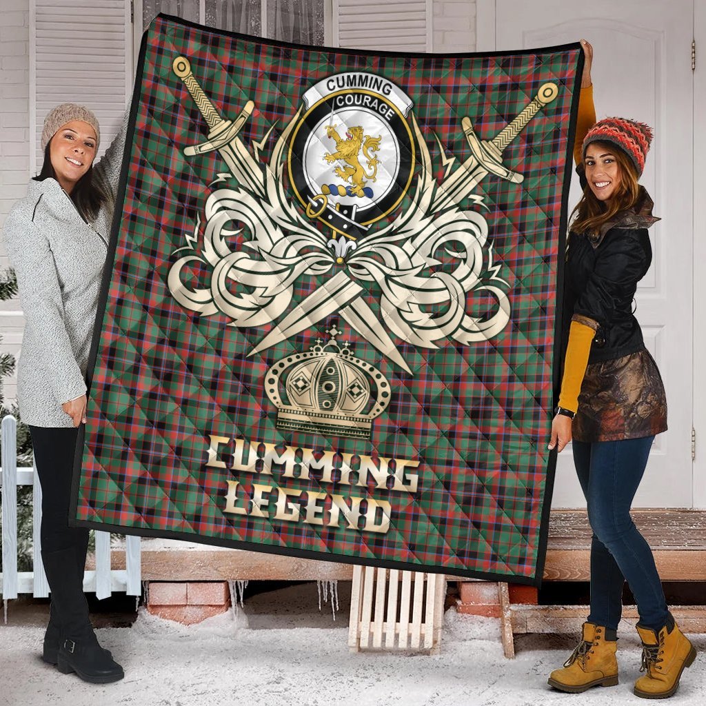 Cumming Hunting Ancient Tartan Crest Legend Gold Royal Premium Quilt