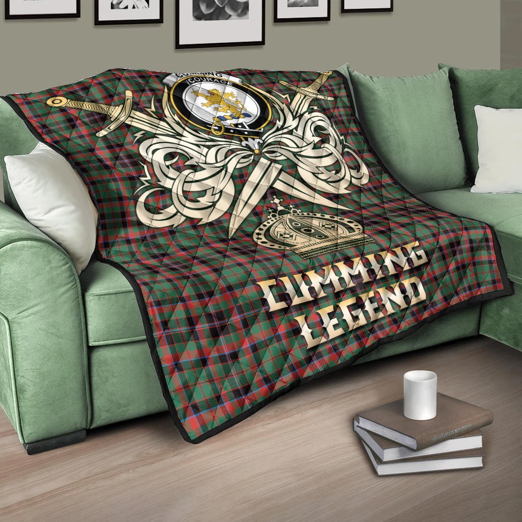 Cumming Hunting Ancient Tartan Crest Legend Gold Royal Premium Quilt