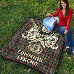 Cumming Hunting Ancient Tartan Crest Legend Gold Royal Premium Quilt