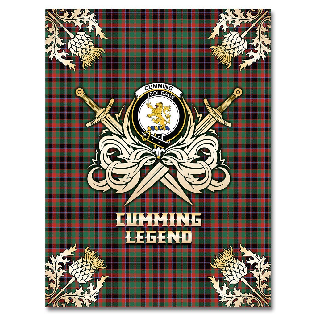 Cumming Hunting Ancient Tartan Gold Courage Symbol Blanket