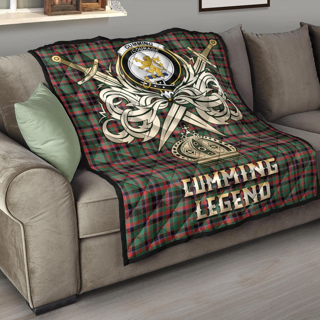 Cumming Hunting Ancient Tartan Crest Legend Gold Royal Premium Quilt