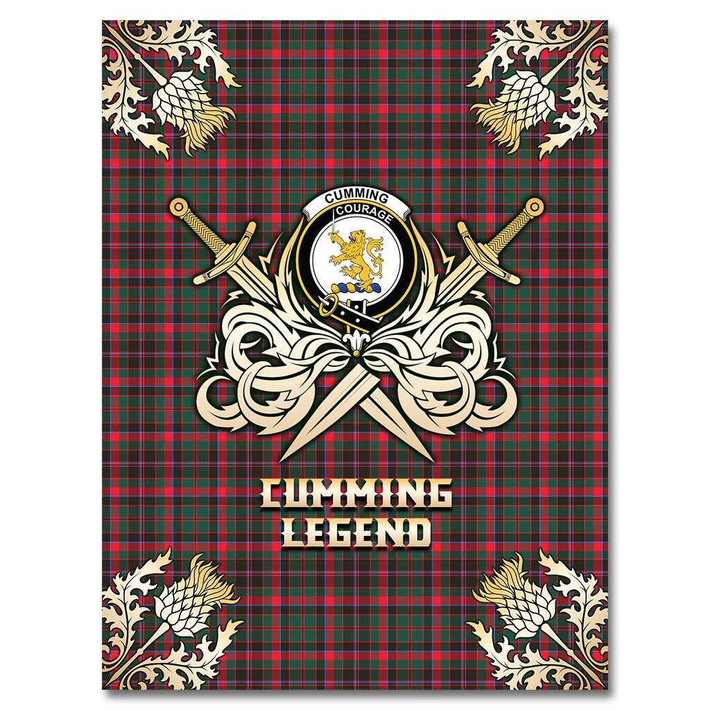 Cumming Hunting Modern Tartan Gold Courage Symbol Blanket