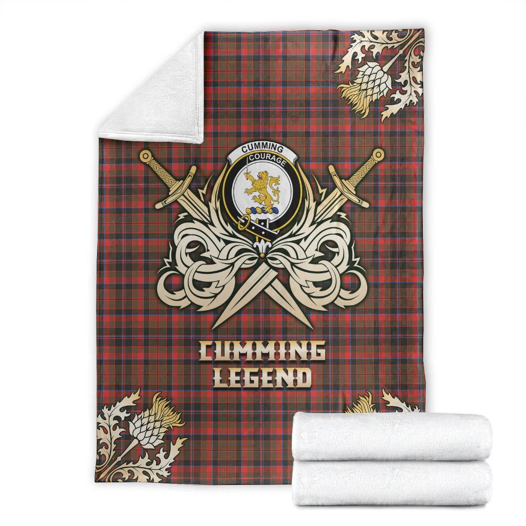 Cumming Hunting Weathered Tartan Gold Courage Symbol Blanket