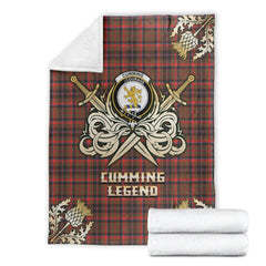 Cumming Hunting Weathered Tartan Gold Courage Symbol Blanket