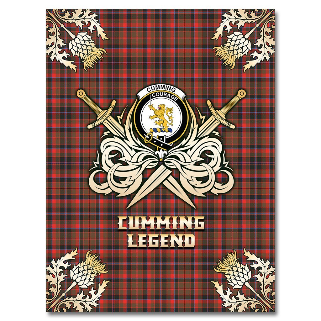 Cumming Hunting Weathered Tartan Gold Courage Symbol Blanket