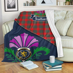 Cumming Tartan Crest Premium Blanket - Thistle Style