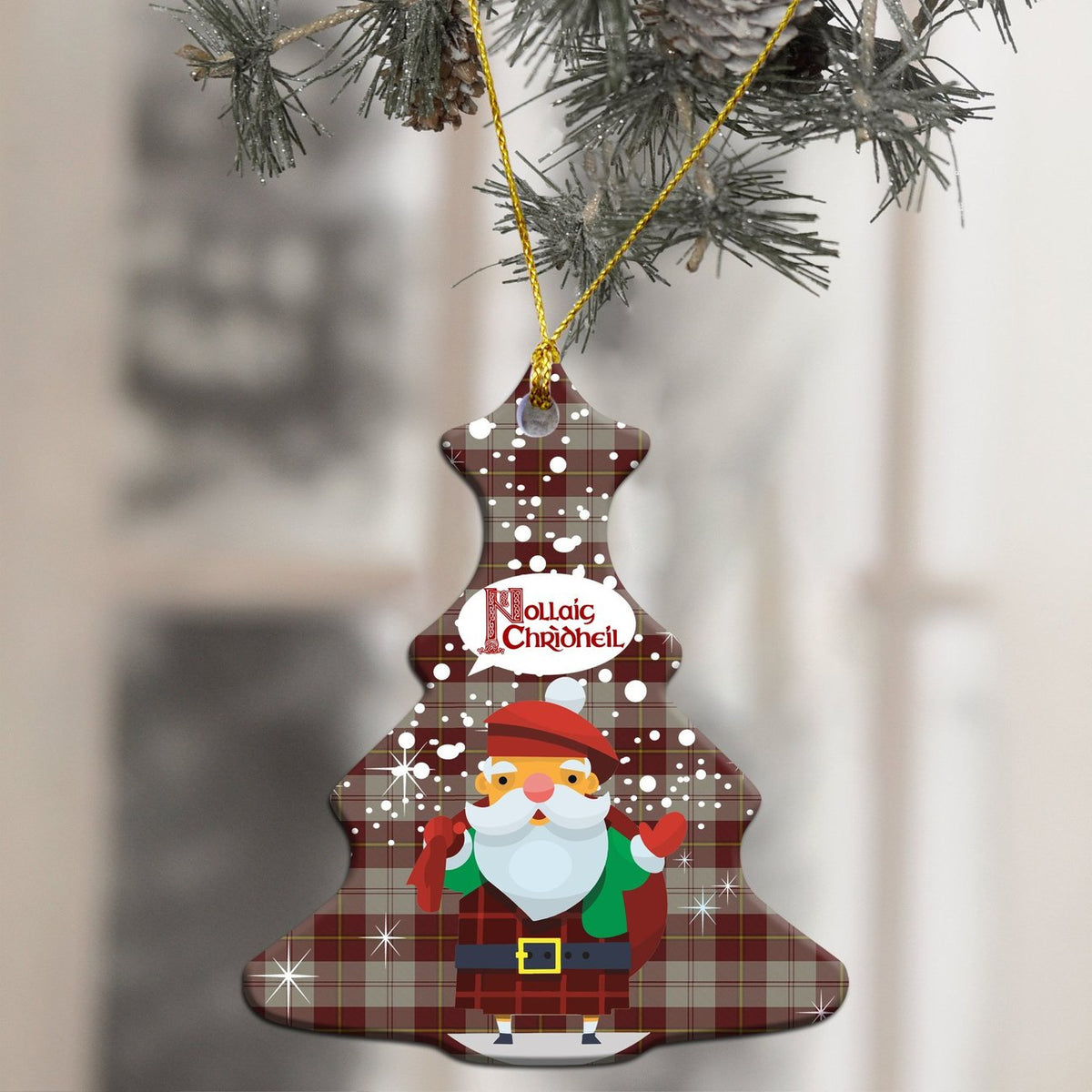 Cunningham Burgundy Dancers Tartan Christmas Ceramic Ornament - Santa Style