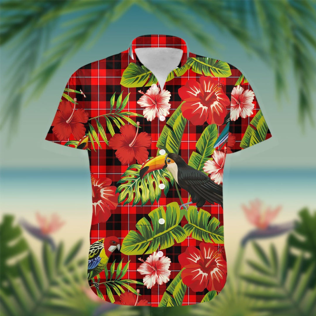 Cunningham Tartan Hawaiian Shirt Hibiscus, Coconut, Parrot, Pineapple - Tropical Garden Shirt