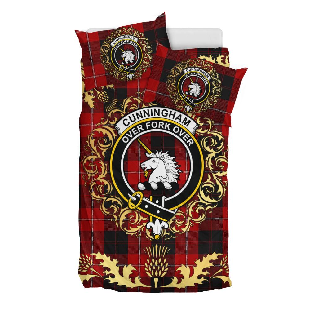 Cunningham 01 Tartan Crest Bedding Set - Golden Thistle Style
