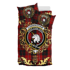 Cunningham 02 Tartan Crest Bedding Set - Golden Thistle Style