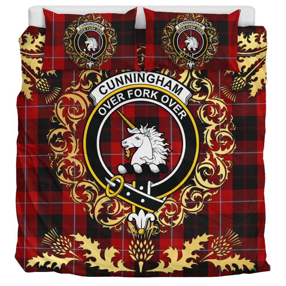 Cunningham 03 Tartan Crest Bedding Set - Golden Thistle Style