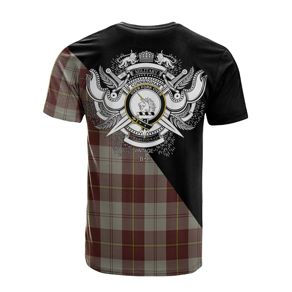 Cunningham Burgundy Dancers Tartan - Military T-Shirt