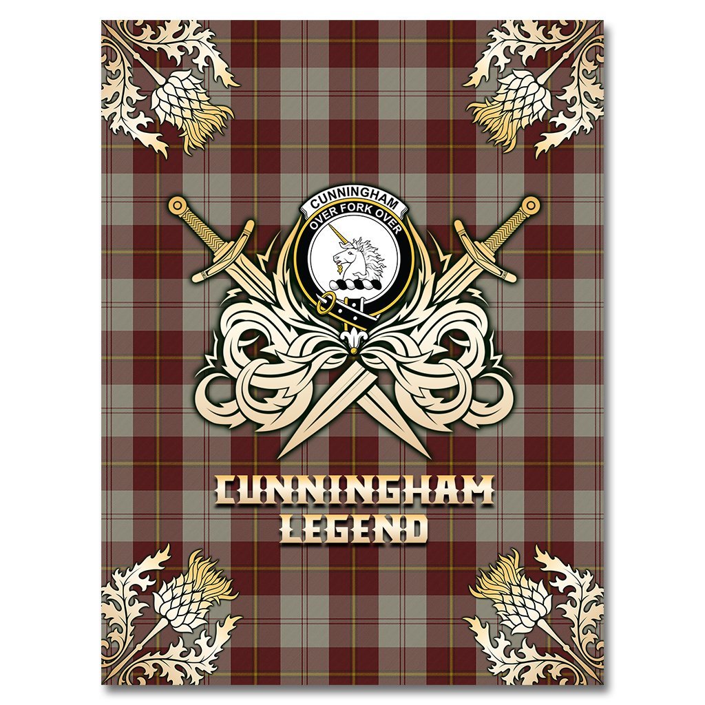 Cunningham Burgundy Dancers Tartan Gold Courage Symbol Blanket