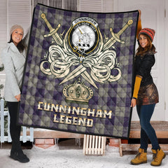 Cunningham Dress Blue Dancers Tartan Crest Legend Gold Royal Premium Quilt