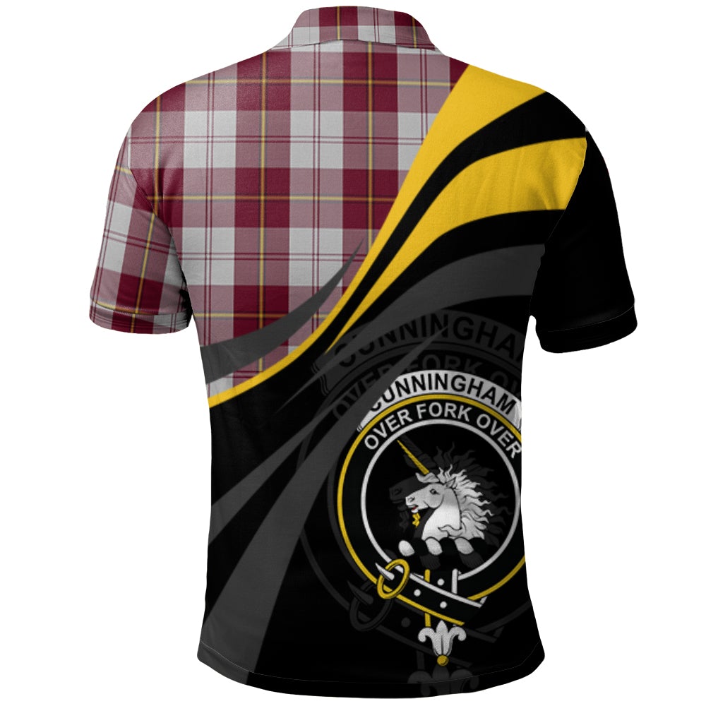 Cunningham Dress Burgundy (Dance) Tartan Polo Shirt - Royal Coat Of Arms Style