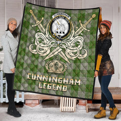 Cunningham Dress Green Dancers Tartan Crest Legend Gold Royal Premium Quilt