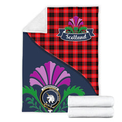 Cunningham Tartan Crest Premium Blanket - Thistle Style