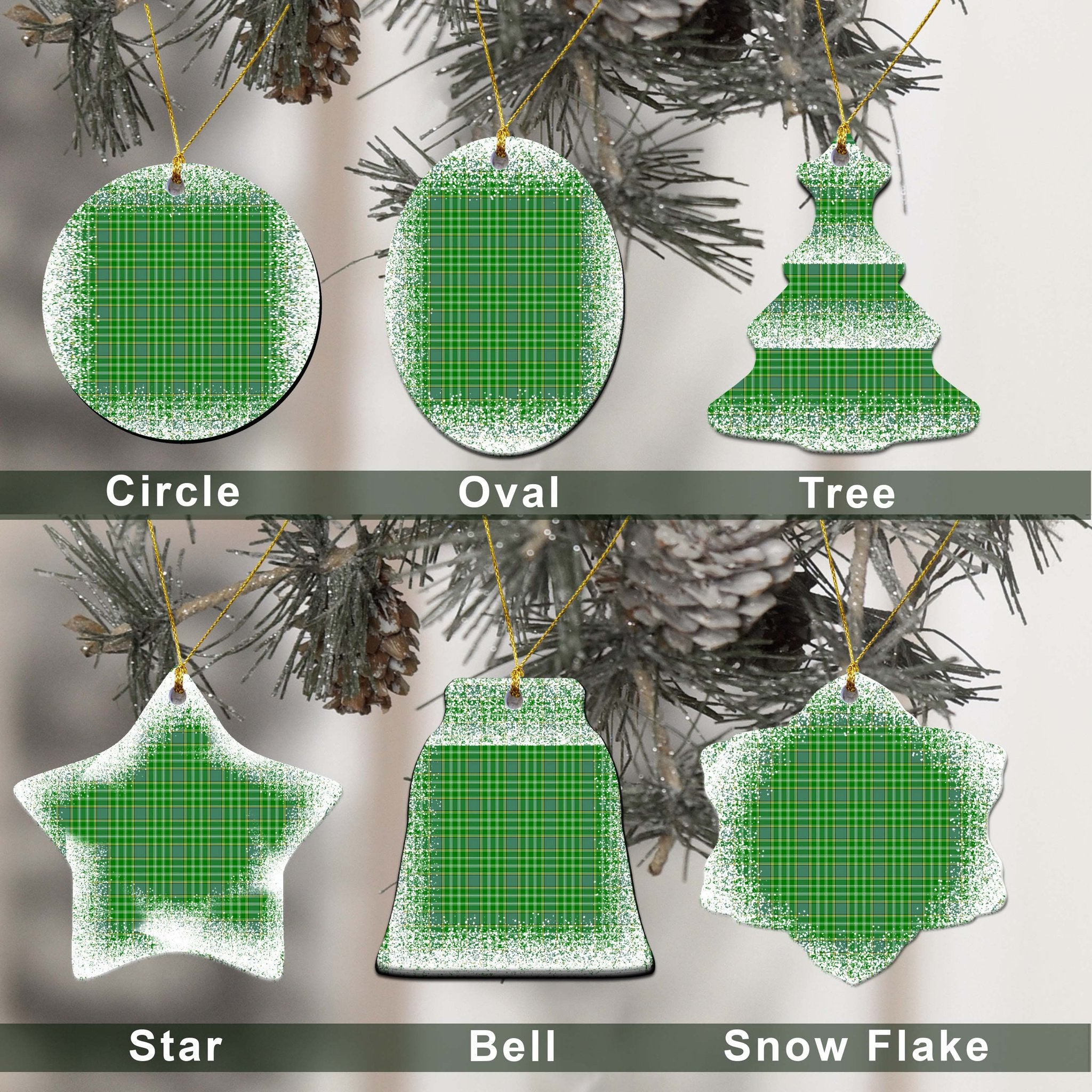 Currie Tartan Christmas Ceramic Ornament - Snow Style