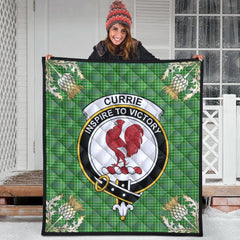 Currie Tartan Crest Premium Quilt - Gold Thistle Style