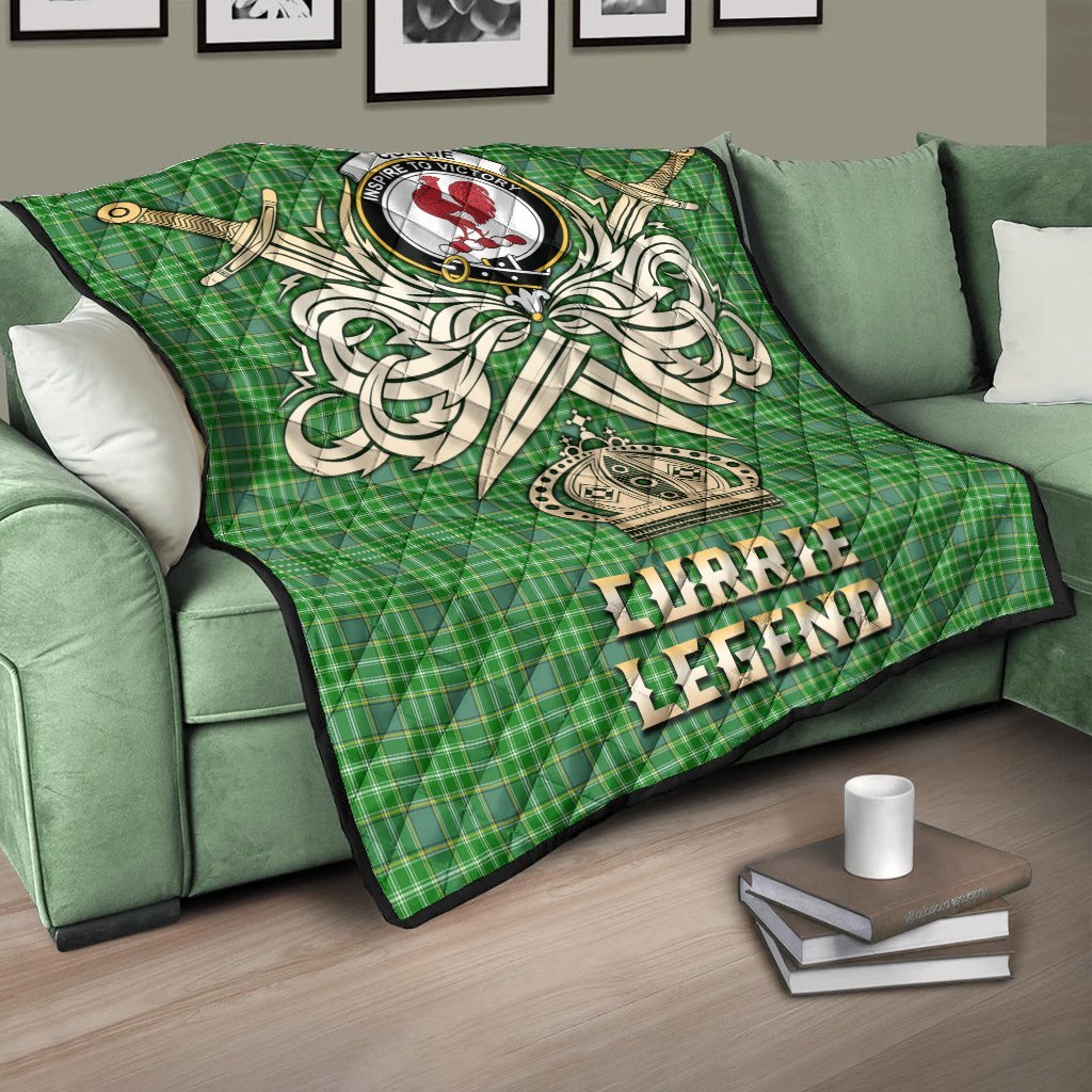 Currie Tartan Crest Legend Gold Royal Premium Quilt