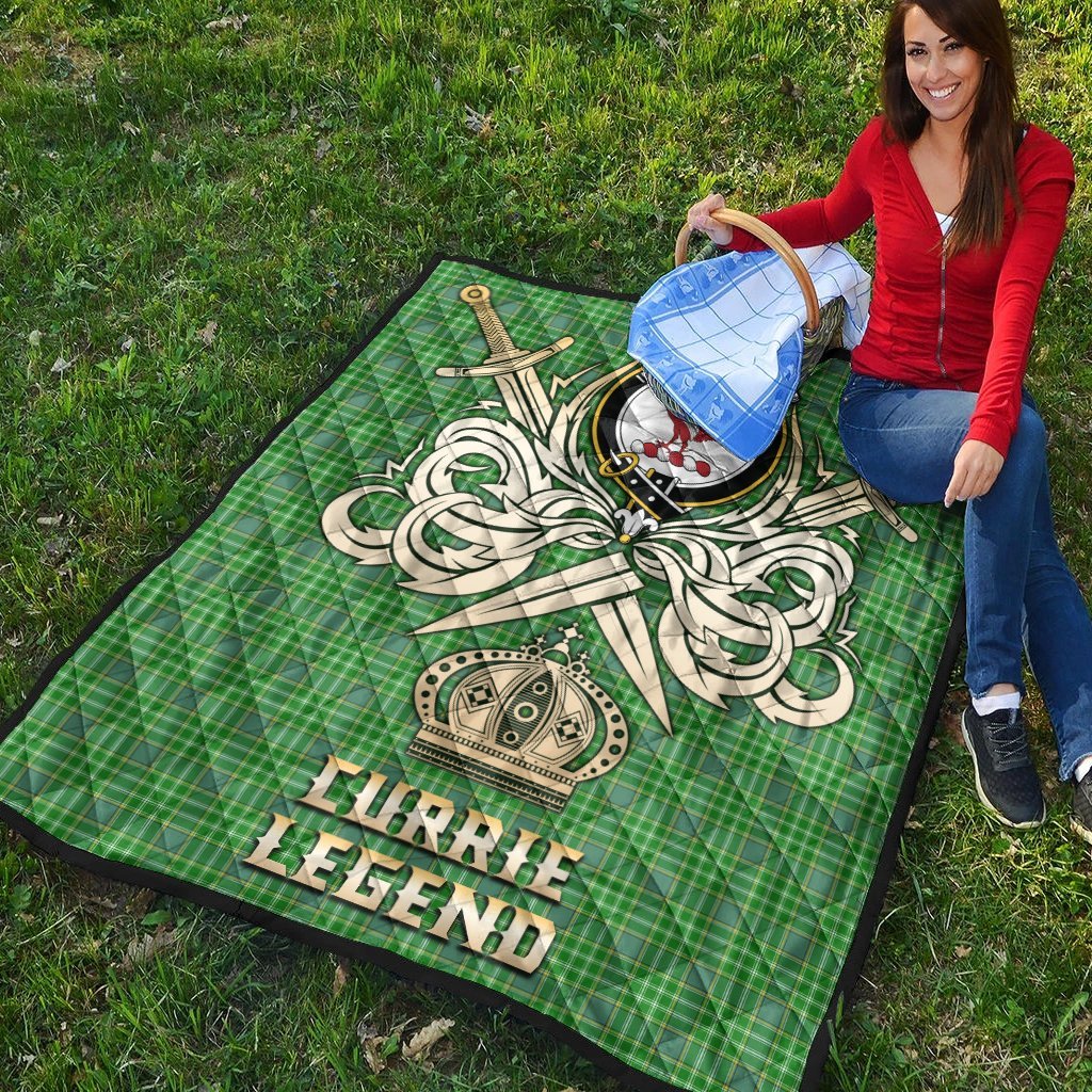 Currie Tartan Crest Legend Gold Royal Premium Quilt