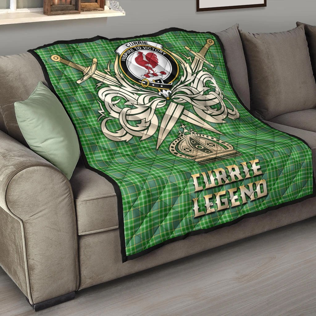 Currie Tartan Crest Legend Gold Royal Premium Quilt