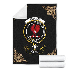 Currie or Curry Crest Tartan Premium Blanket Black