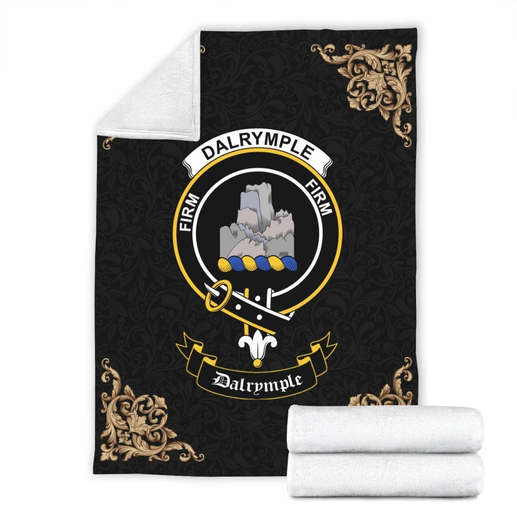 Dalrymple Crest Tartan Premium Blanket Black