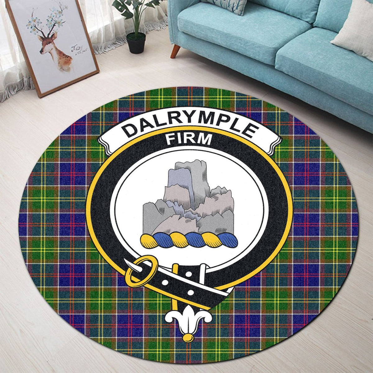 Dalrymple Tartan Crest Round Rug