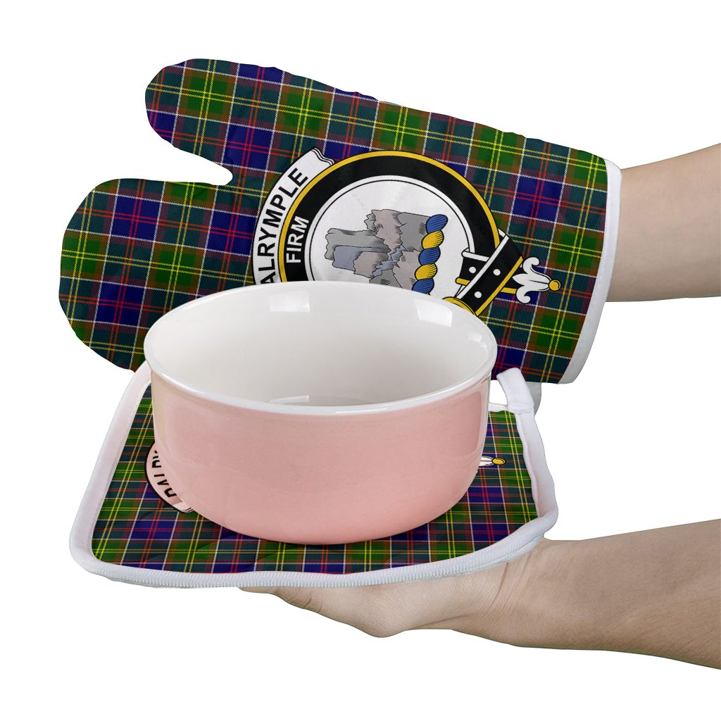 Dalrymple Tartan Crest Oven Mitt And Pot Holder (2 Oven Mitts + 1 Pot Holder)