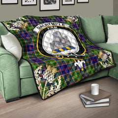 Dalrymple Tartan Crest Premium Quilt - Gold Thistle Style