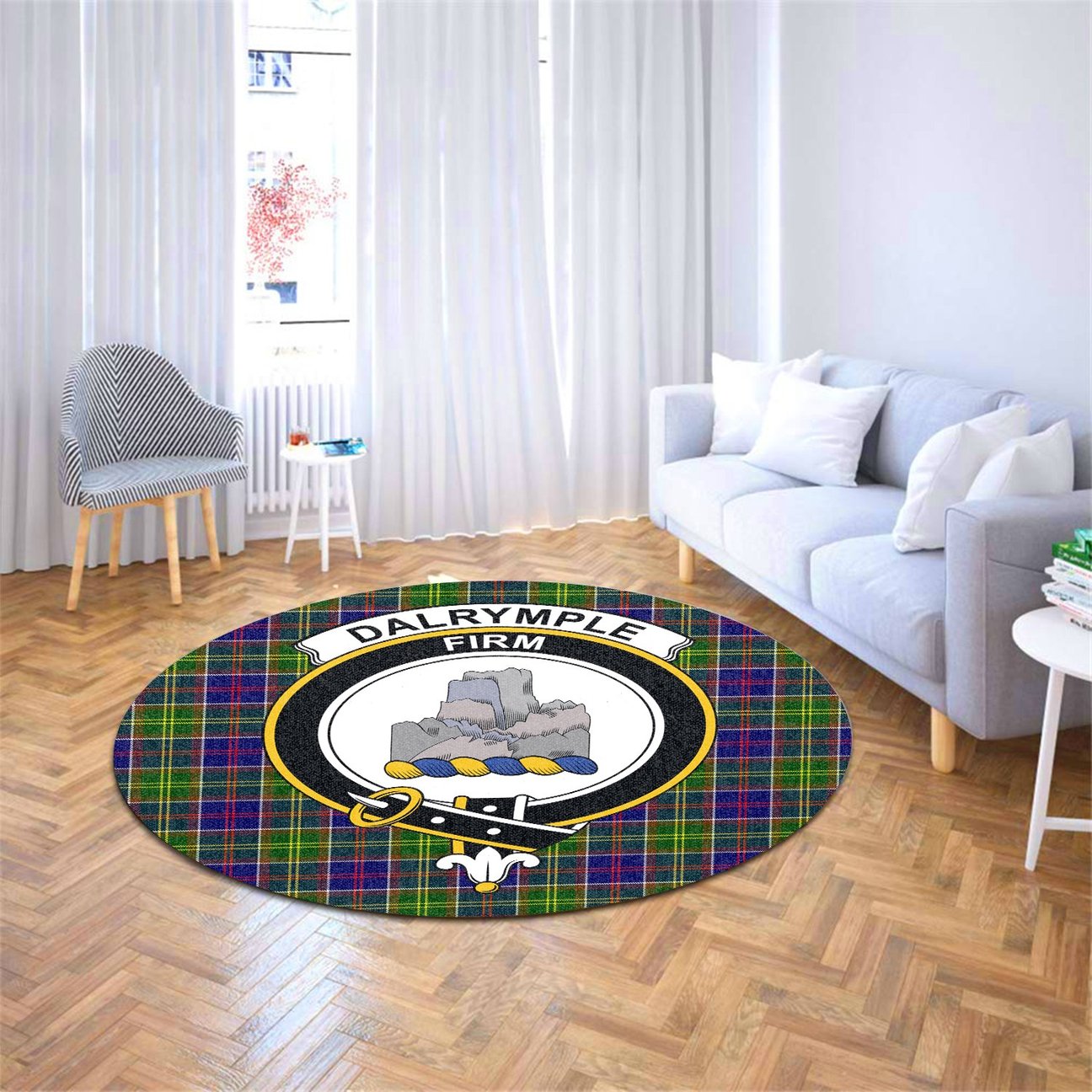 Dalrymple Tartan Crest Round Rug