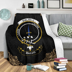 Dalzell Crest Tartan Premium Blanket Black