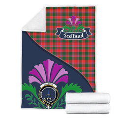 Dalziel Tartan Crest Premium Blanket - Thistle Style