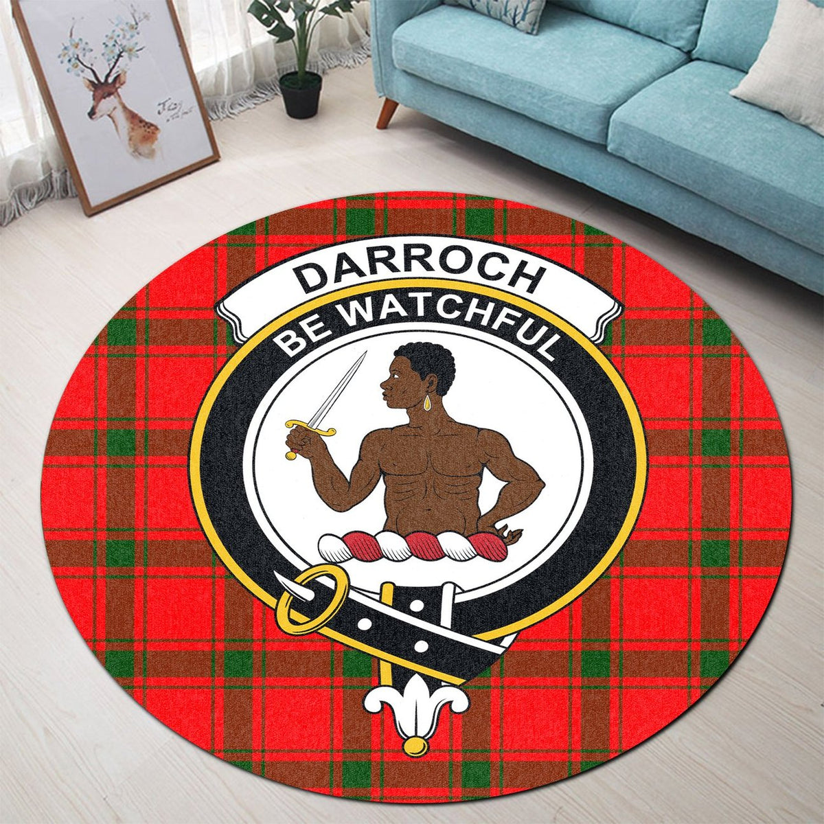 Darroch Tartan Crest Round Rug