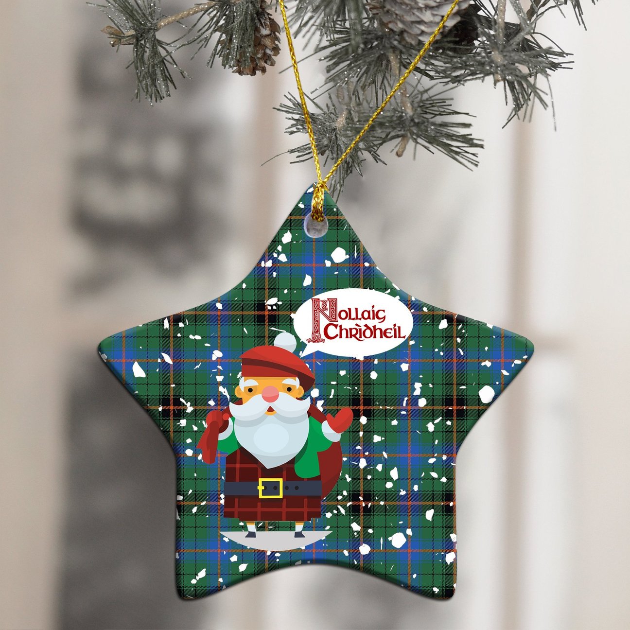 Davidson Ancient Tartan Christmas Ceramic Ornament - Santa Style