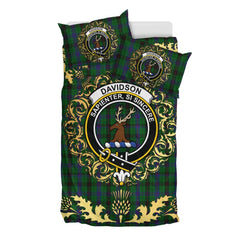Davidson Tartan Crest Bedding Set - Golden Thistle Style