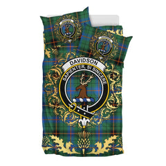 Davidson Ancient Tartan Crest Bedding Set - Golden Thistle Style