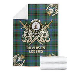 Davidson Ancient Tartan Gold Courage Symbol Blanket