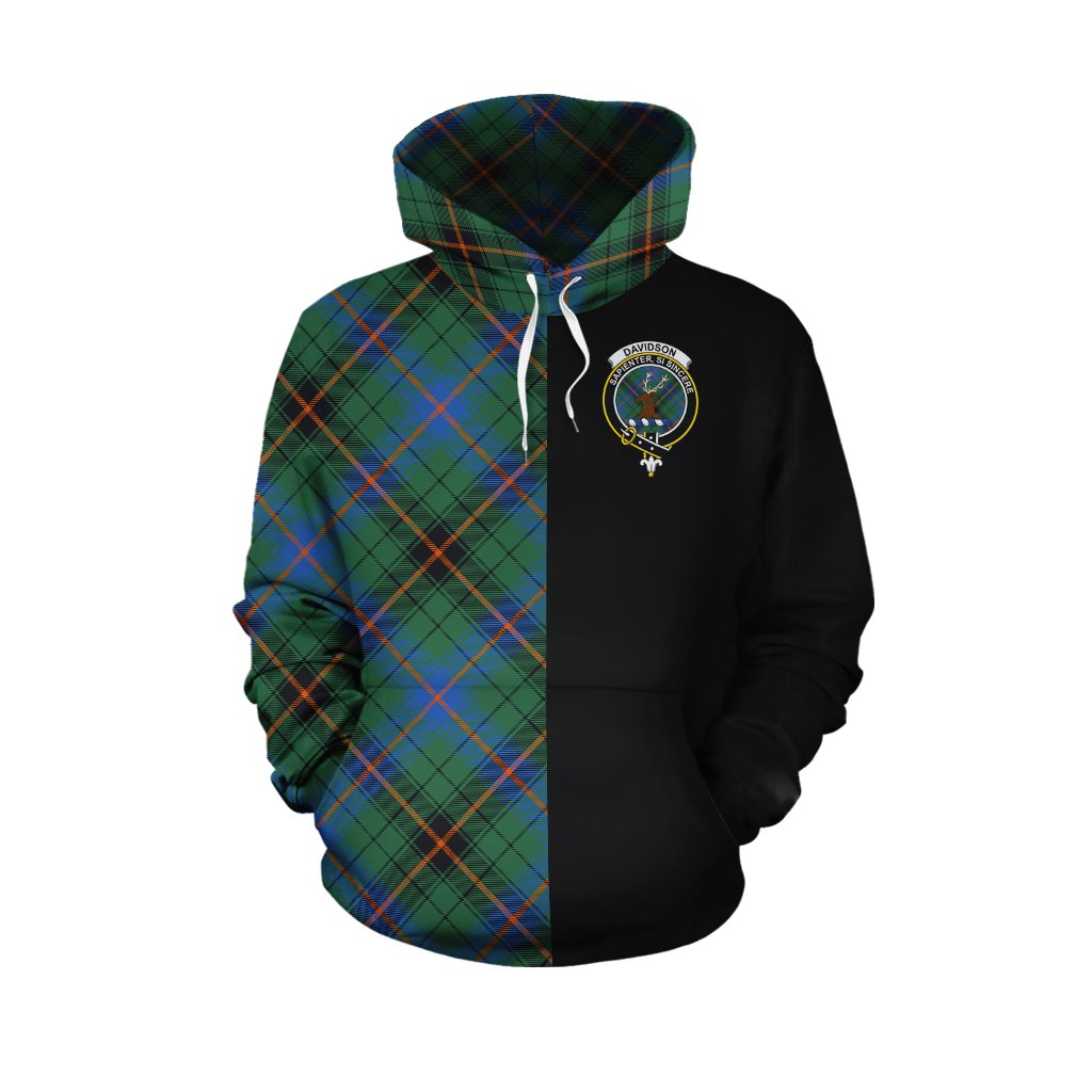 Davidson Ancient Tartan Hoodie Half of Me - Cross Style